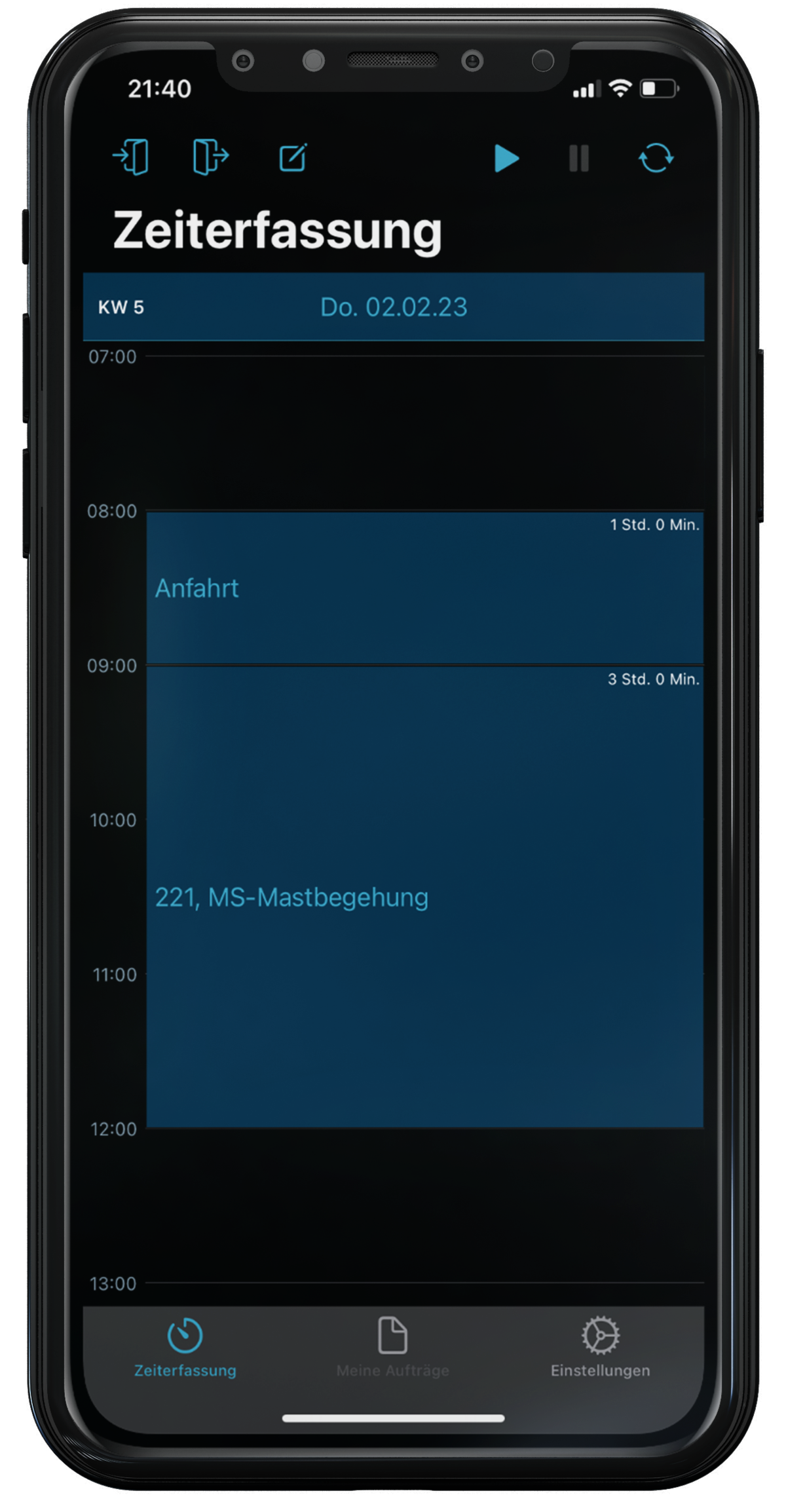 K3V APP – Zeiterfassung (iPhone)